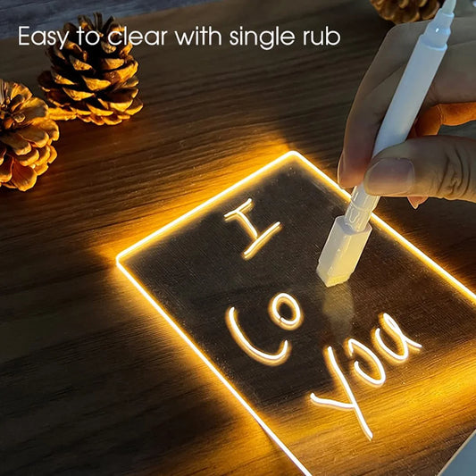 Creative Led Night Light Note Board Message Board with Pen USB Power Decor Night Lamp Gift for Children Girl Friend for Bedroom