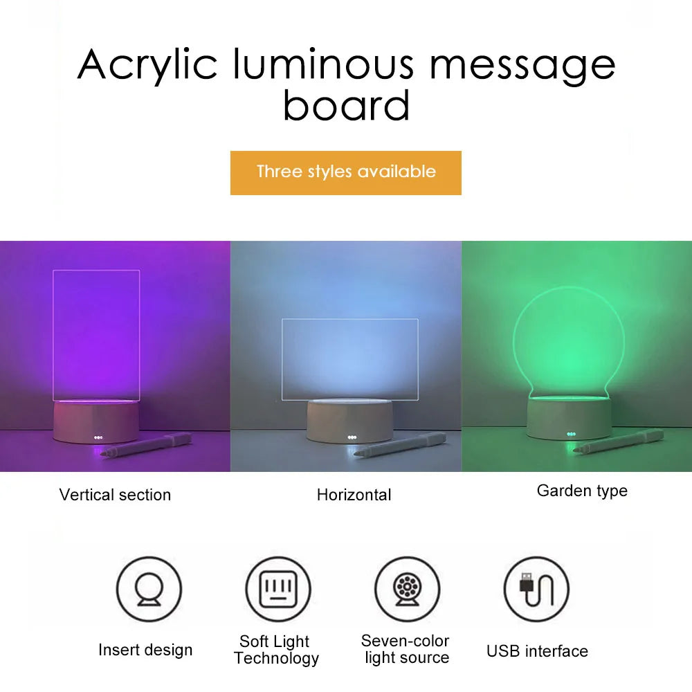 Creative Led Night Light Note Board Message Board with Pen USB Power Decor Night Lamp Gift for Children Girl Friend for Bedroom